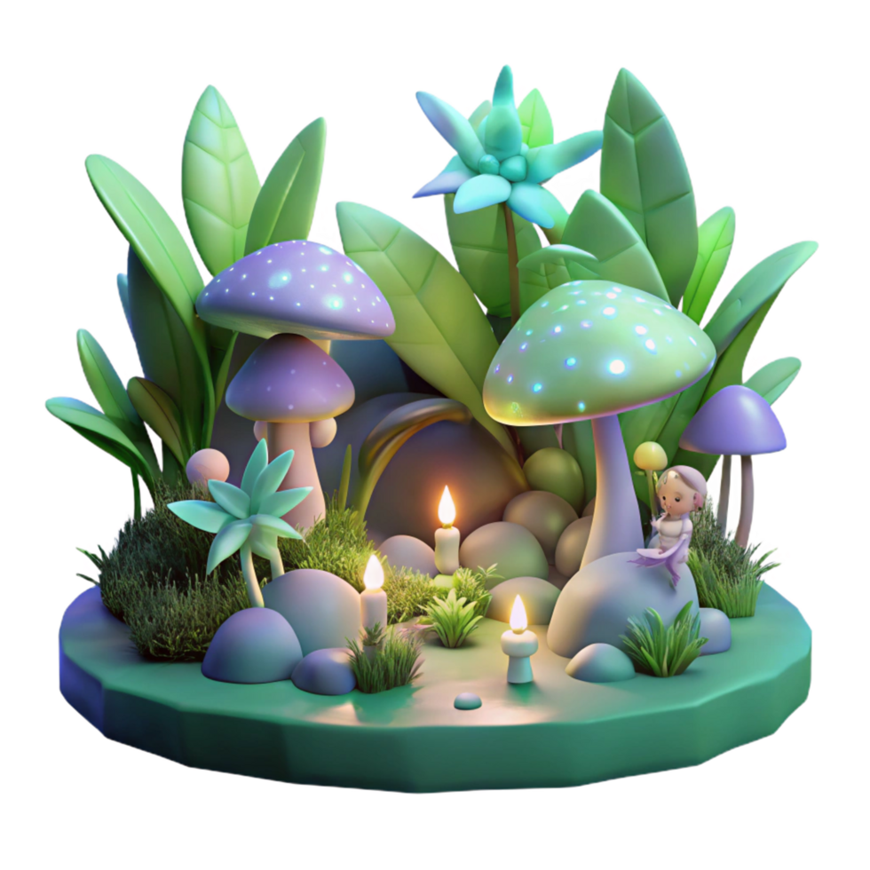 impressive modern Enchanted 3D Forest Scene with Fairy authentic png