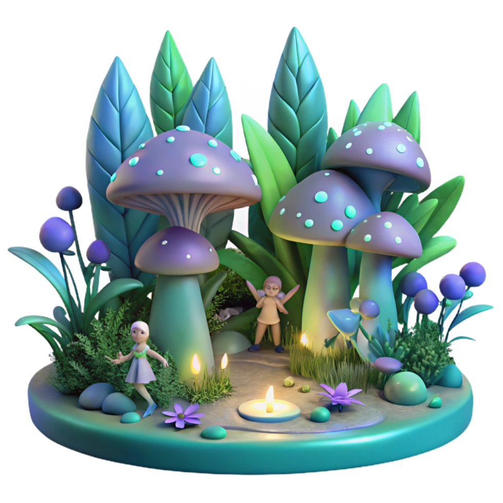 impressive modern Enchanted 3D Forest Fairyland Illustration 4K png