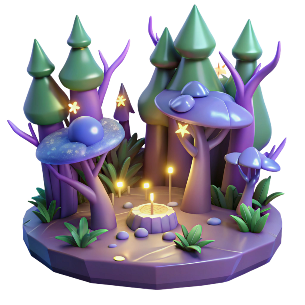 magnificent classic Enchanted 3D Forest Illustration high quality png