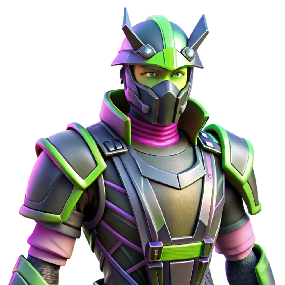 Neon Green Armor 3D Render png