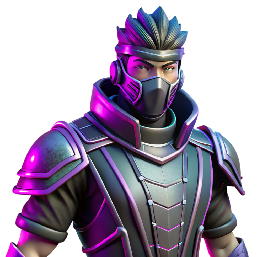 3D Render Cyberpunk Ninja Warrior png