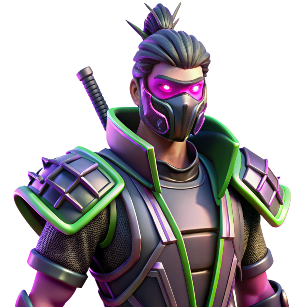 elegant abstract Cyberpunk Samurai 3D Render professional png