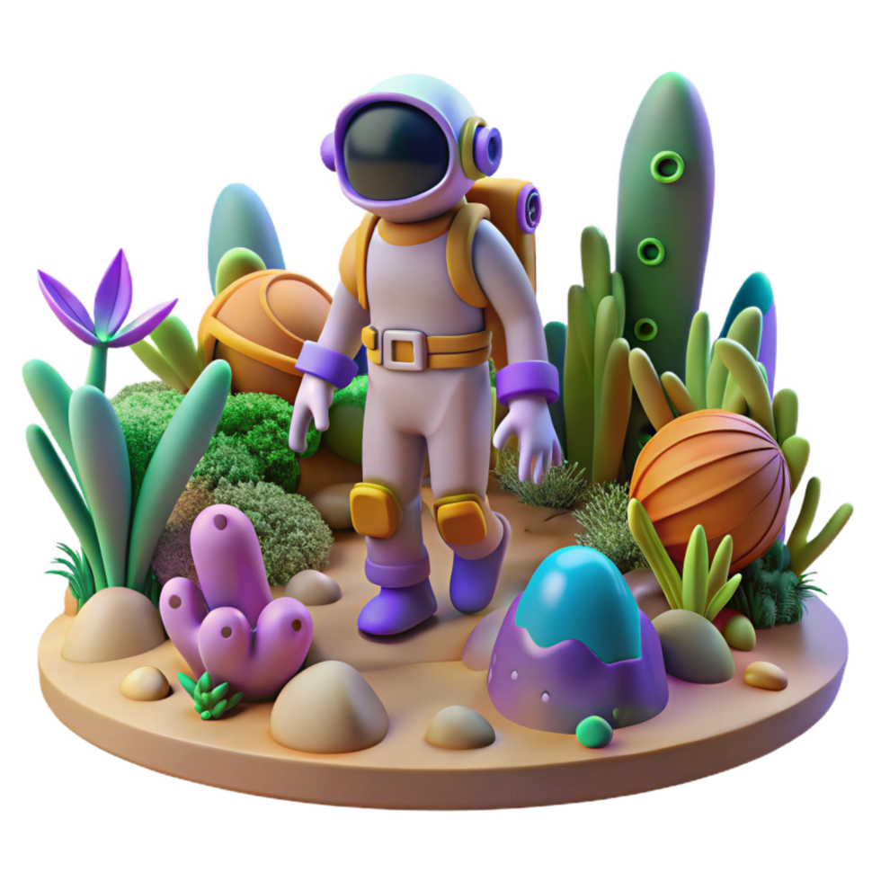 elegant rustic 3D Astronaut on Alien Planet Illustration original png