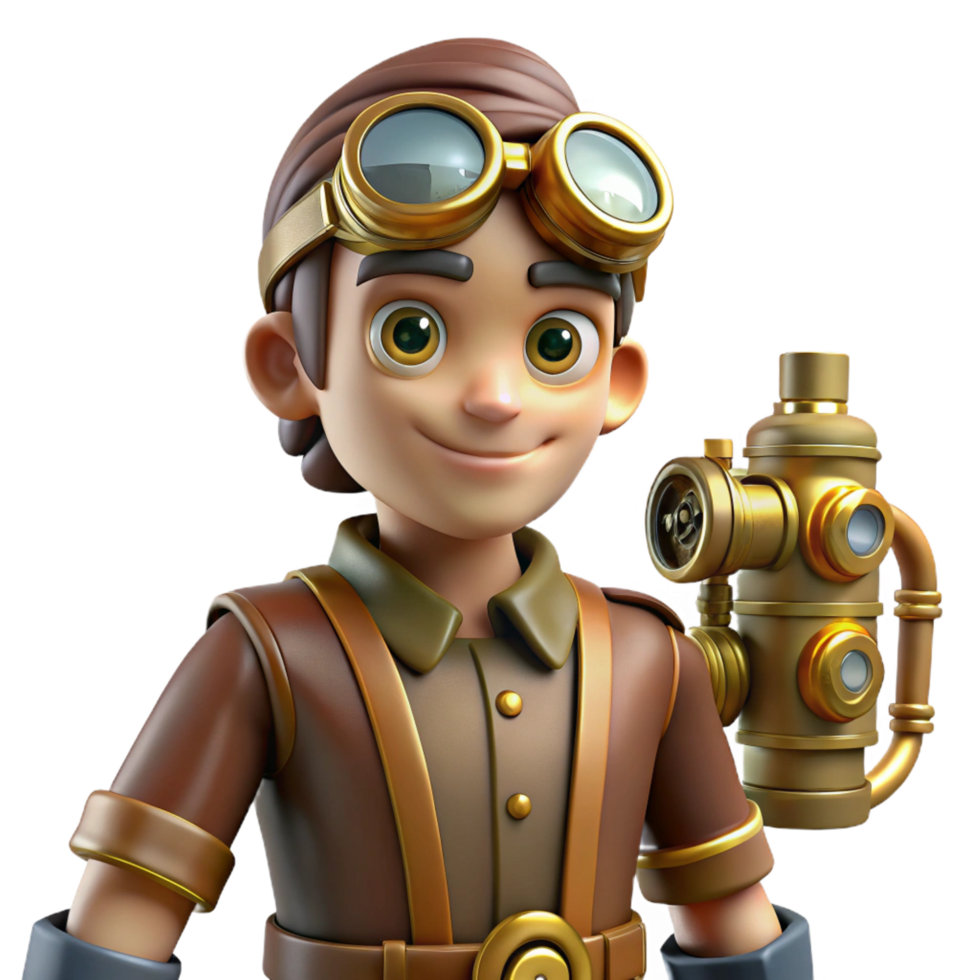 3D Cartoon Boy Inventor png