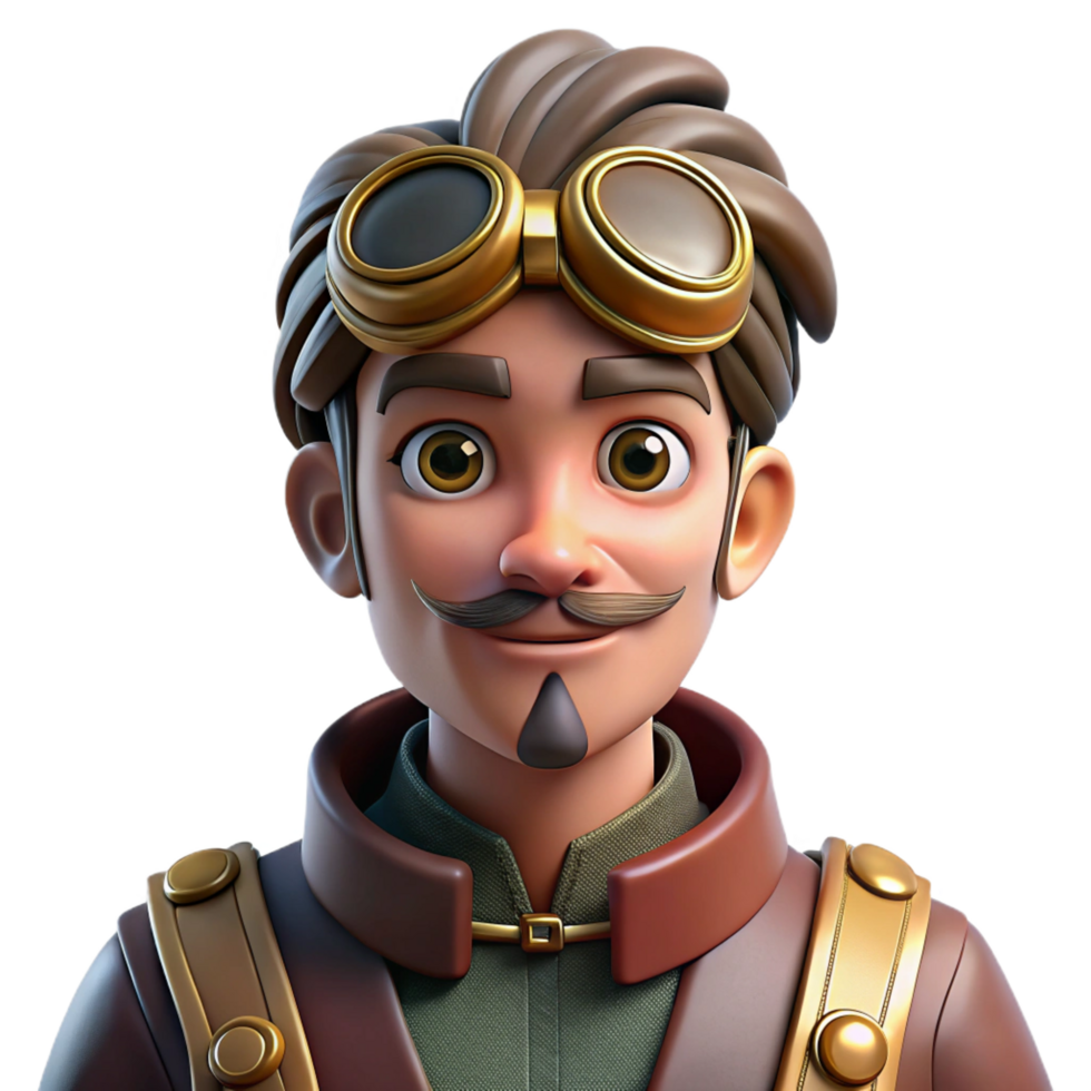 serene rustic 3D Cartoon Inventor Character Illustration exclusive png