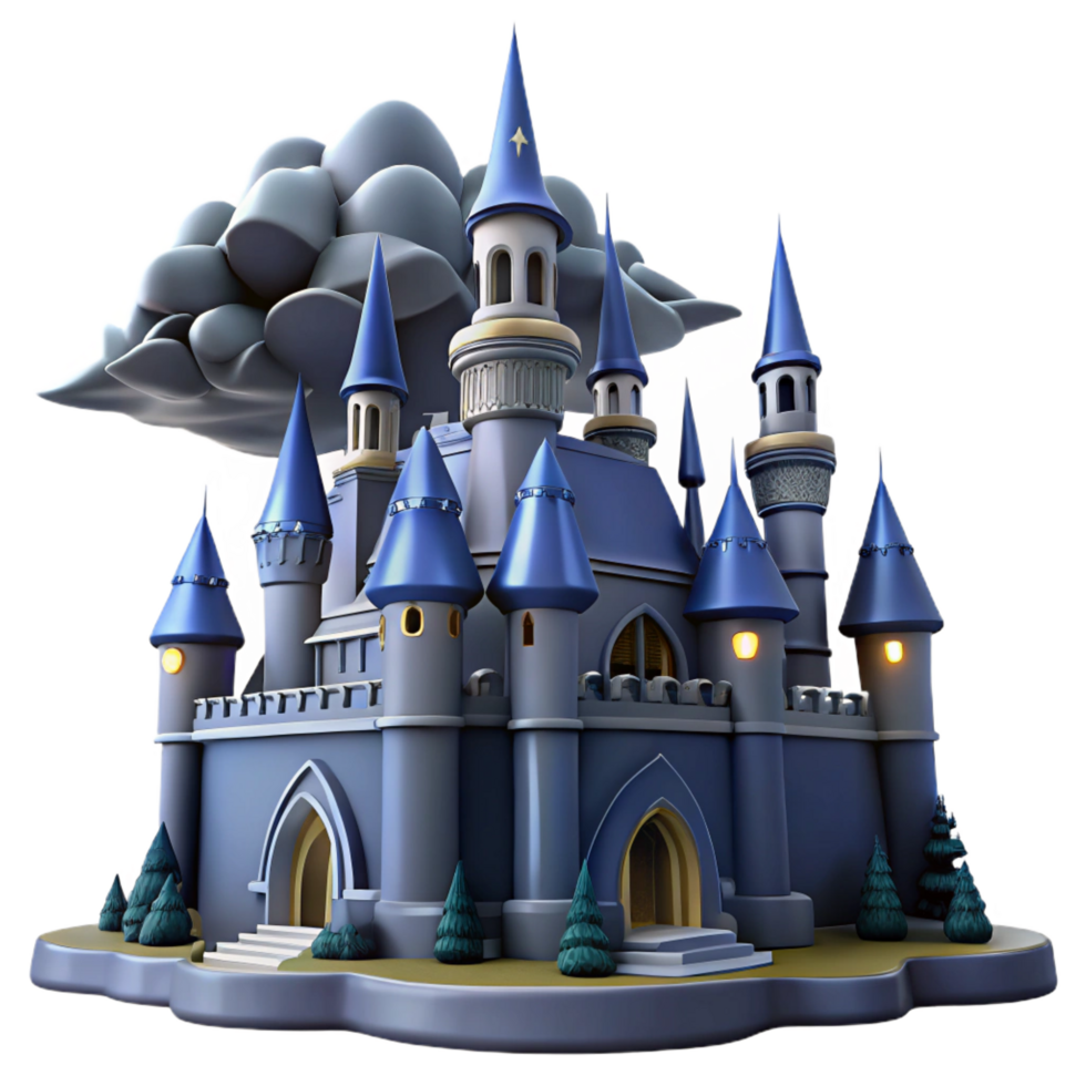 elegant contemporary Enchanted 3D Castle Illustration 4K png