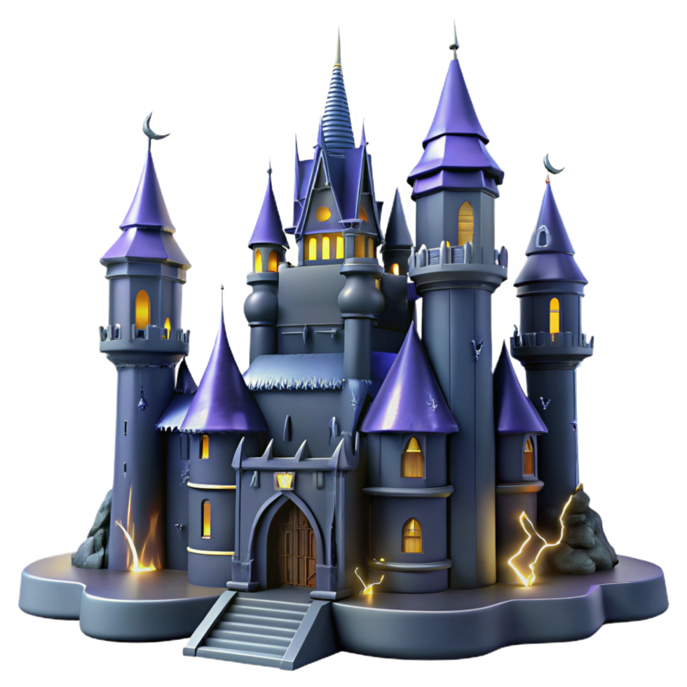 elegant artistic Enchanted Castle 3D Illustration premium png