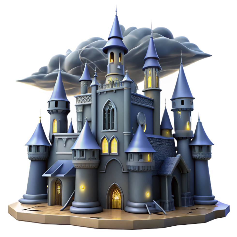 dramatic minimalist Enchanted Castle 3D Render high resolution png