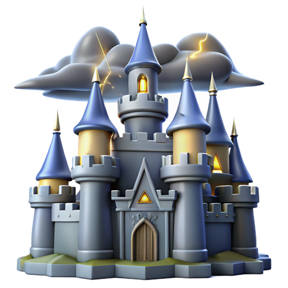 impressive rustic 3D Castle Illustration Thunderstorm Fantasy high quality png