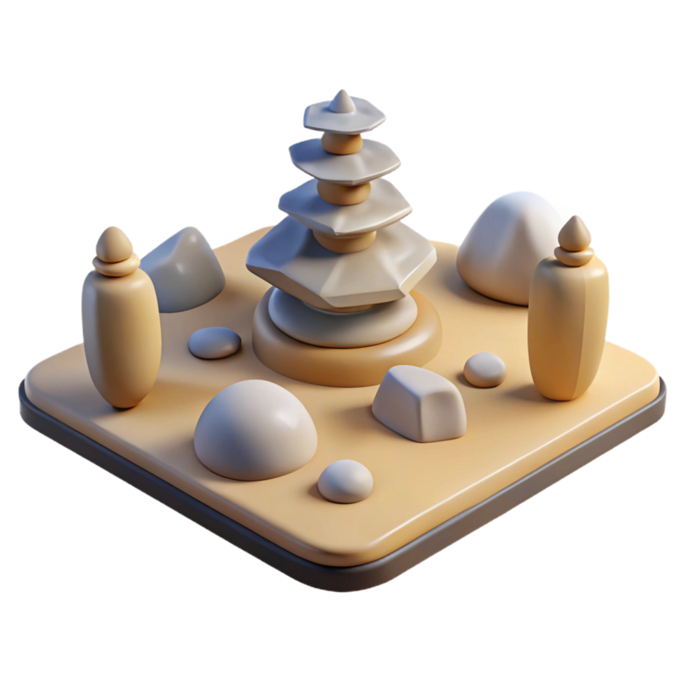 extraordinary minimalist 3D Render Peaceful Stonescape Illustration genuine png