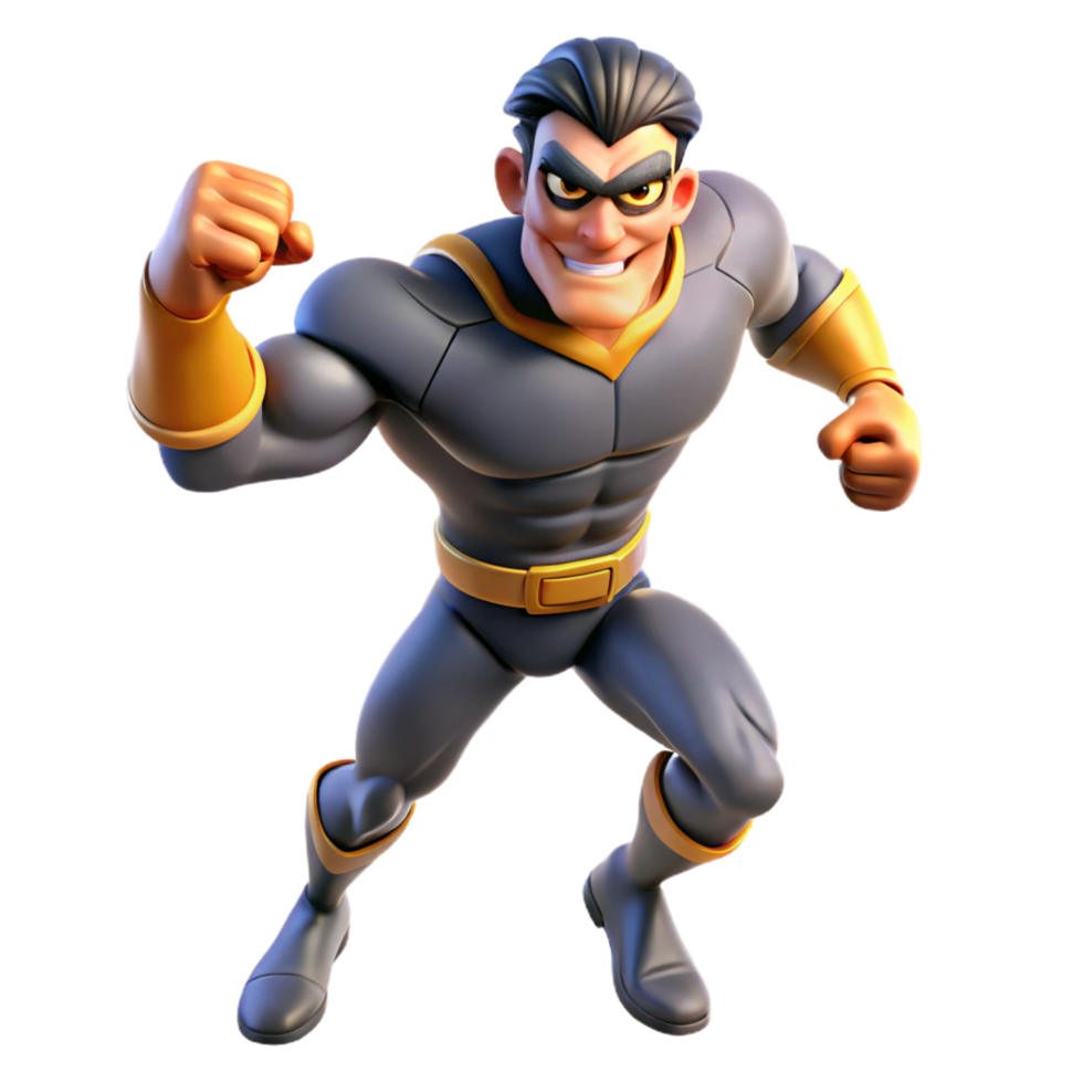 magnificent vintage 3D Cartoon Superhero Illustration high resolution png