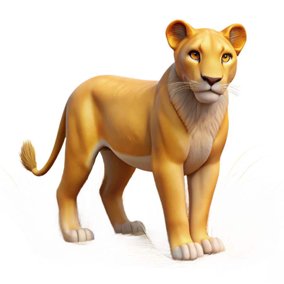 beautiful traditional Golden Lioness 3D Render genuine png
