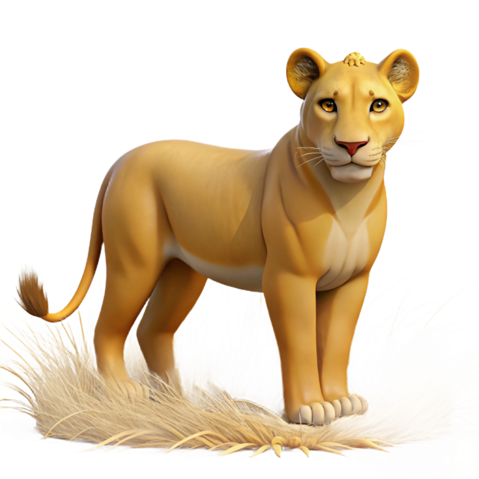 dramatic modern 3D Render Lioness in Grass premium png