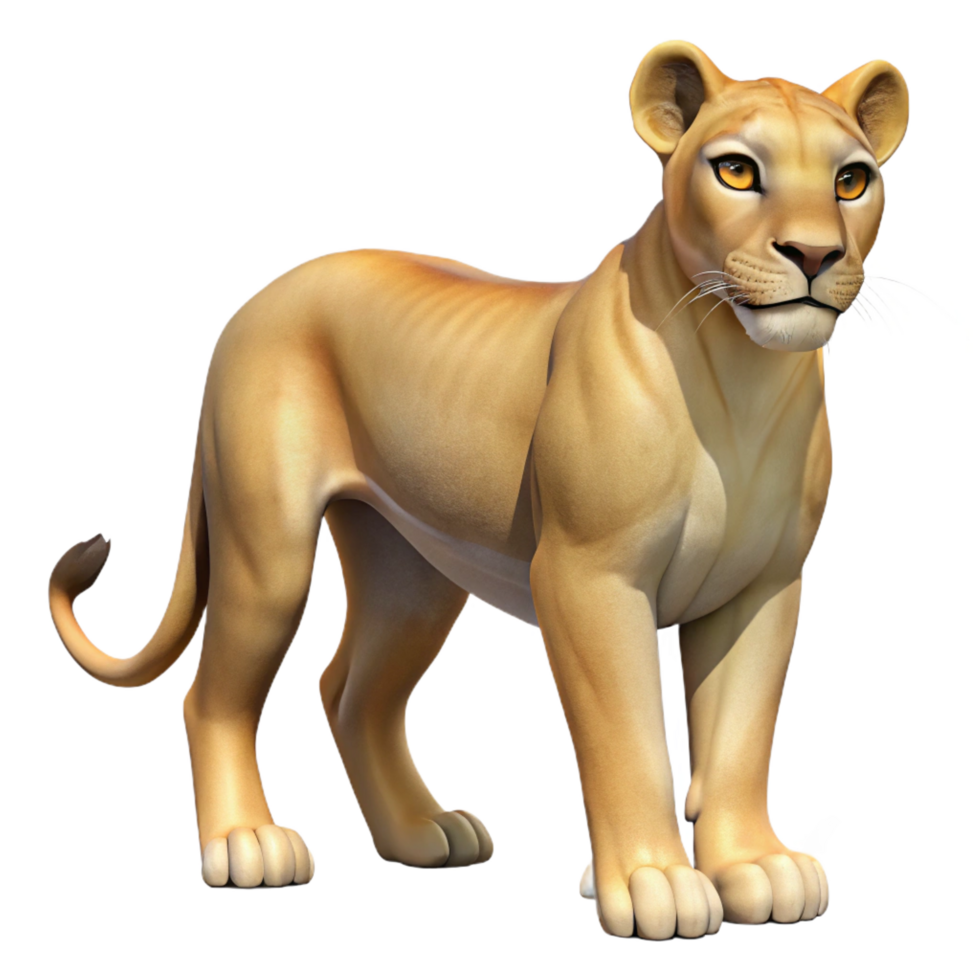dramatic vintage Lioness 3D Render high resolution png
