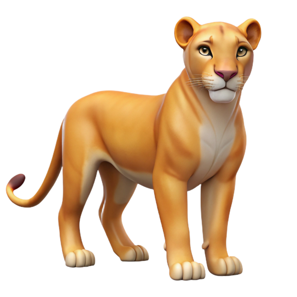 magnificent vintage 3D Cartoon Lioness Render high quality png