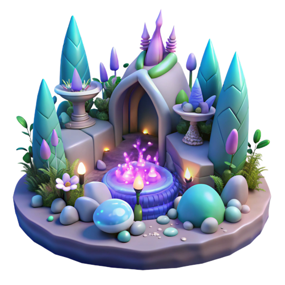 extraordinary minimalist Enchanted 3D Garden Illustration genuine png