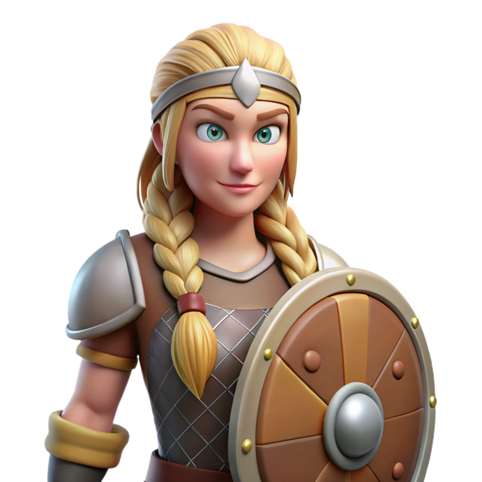 wonderful vintage 3D Render of Female Warrior premium png