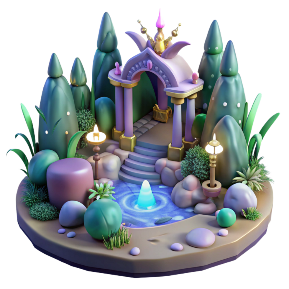 extraordinary artistic Enchanted 3D Garden Scene 4K png