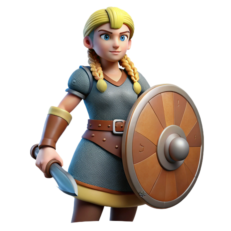 extraordinary vintage 3D Render Female Warrior Illustration detailed png