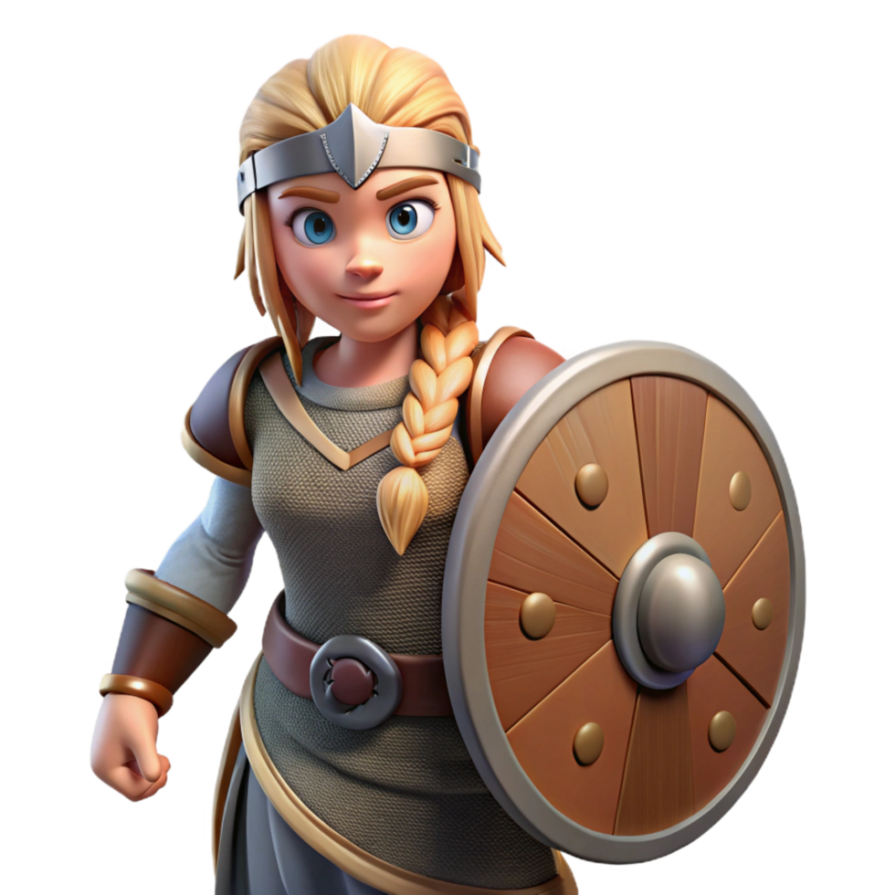 vibrant classic Brave Female Warrior 3D Illustration genuine png