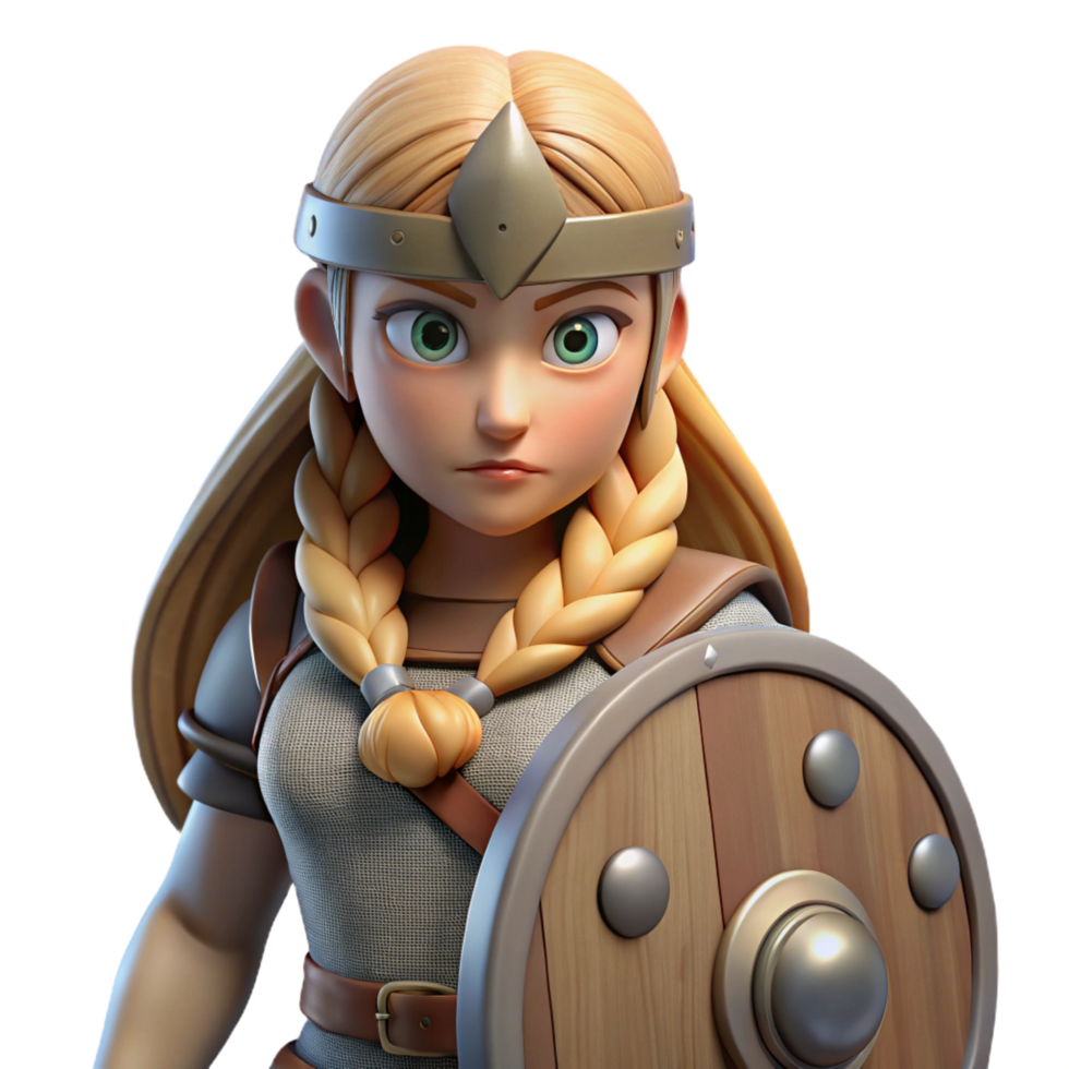 stunning traditional 3D Render Viking Woman Warrior high quality png