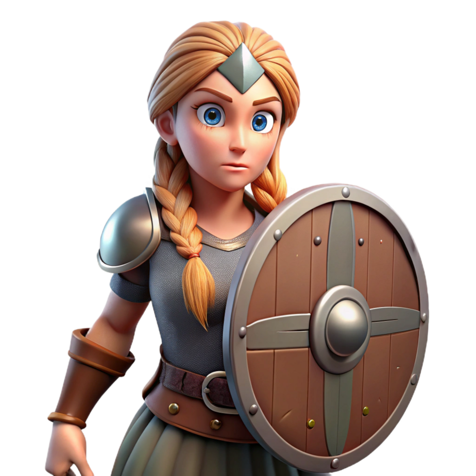 magnificent rustic 3D Render Cartoon Female Warrior genuine png