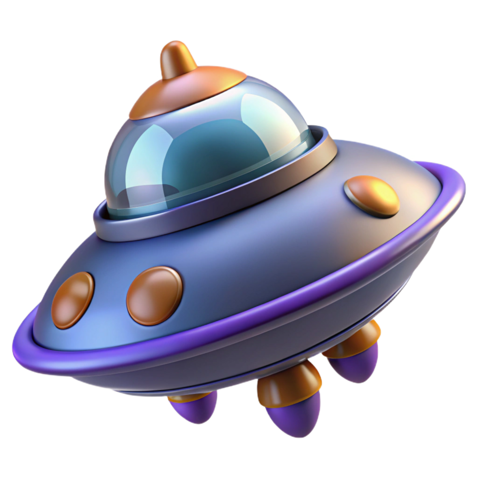 wonderful rustic Cartoon UFO 3D Render authentic png