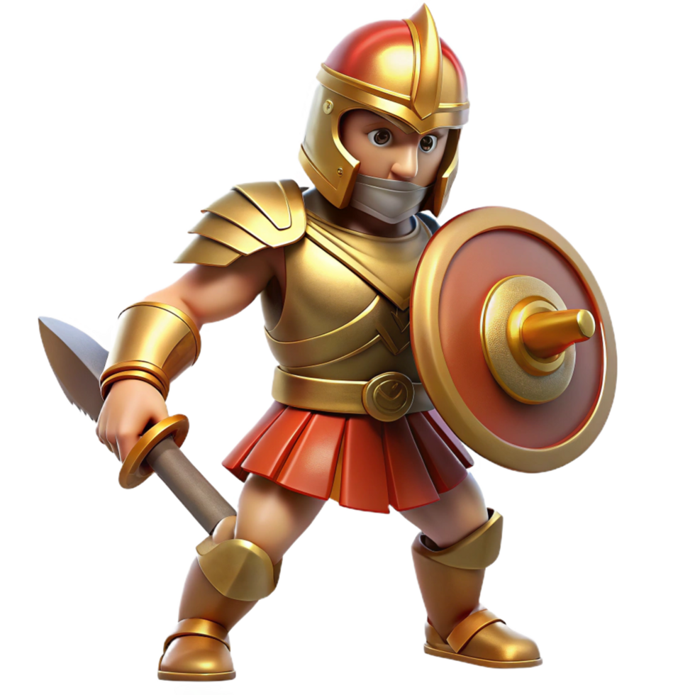 impressive abstract 3D Render Golden Gladiator Warrior original png