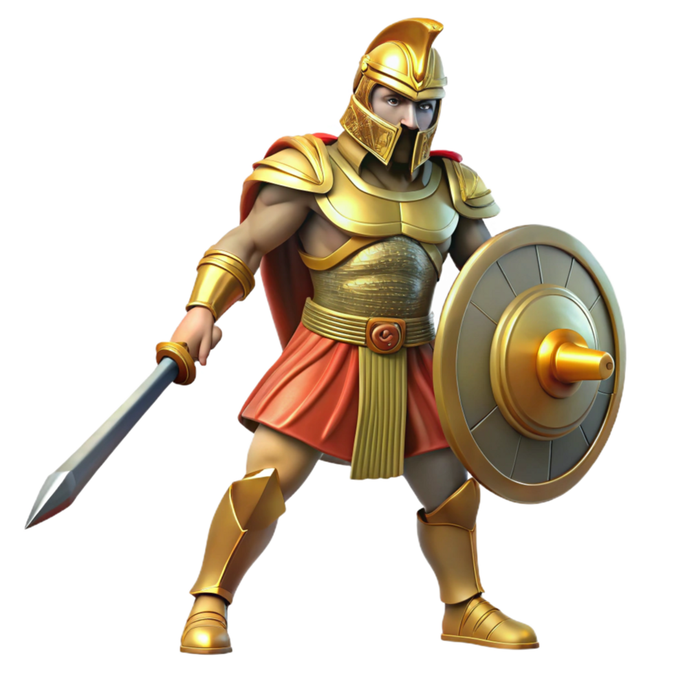 magnificent rustic 3D Illustration Golden Gladiator Warrior original png