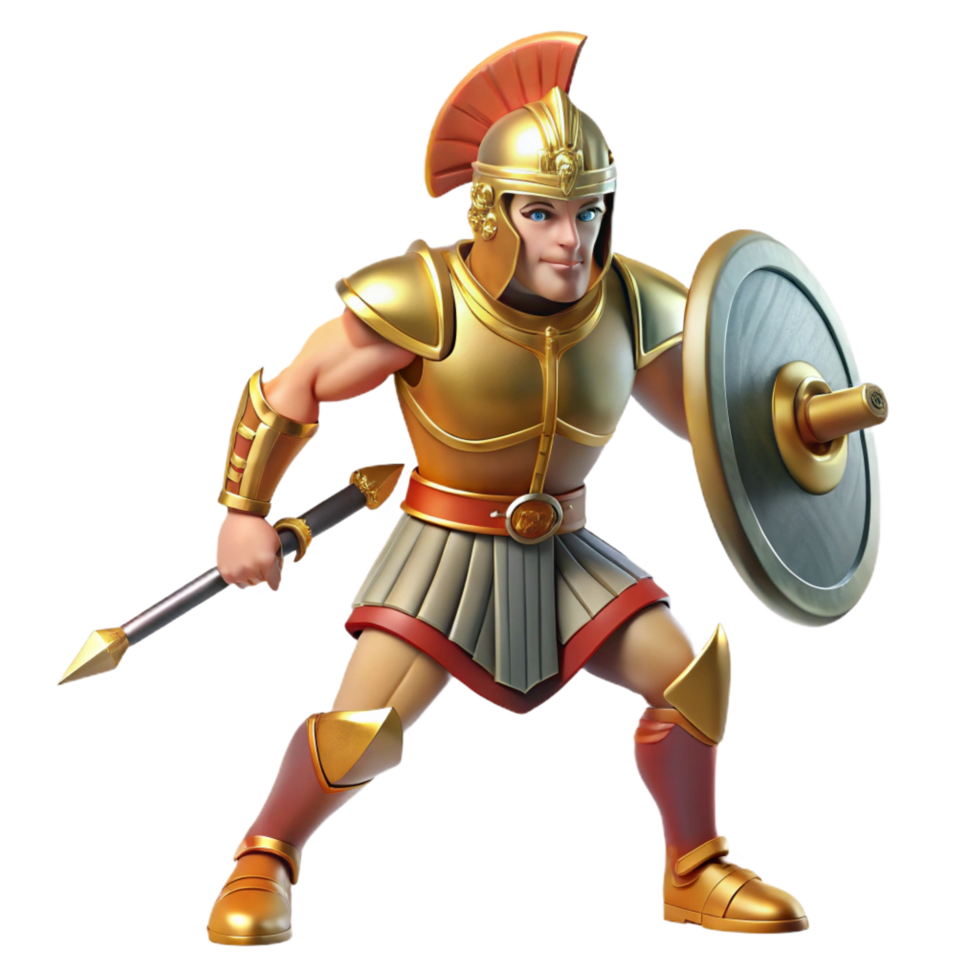 serene abstract 3D Illustration Golden Warrior detailed png