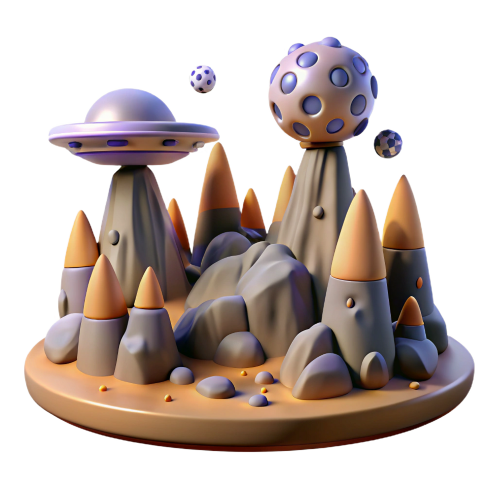 serene creative Stylized 3D Alien Landscape high resolution png