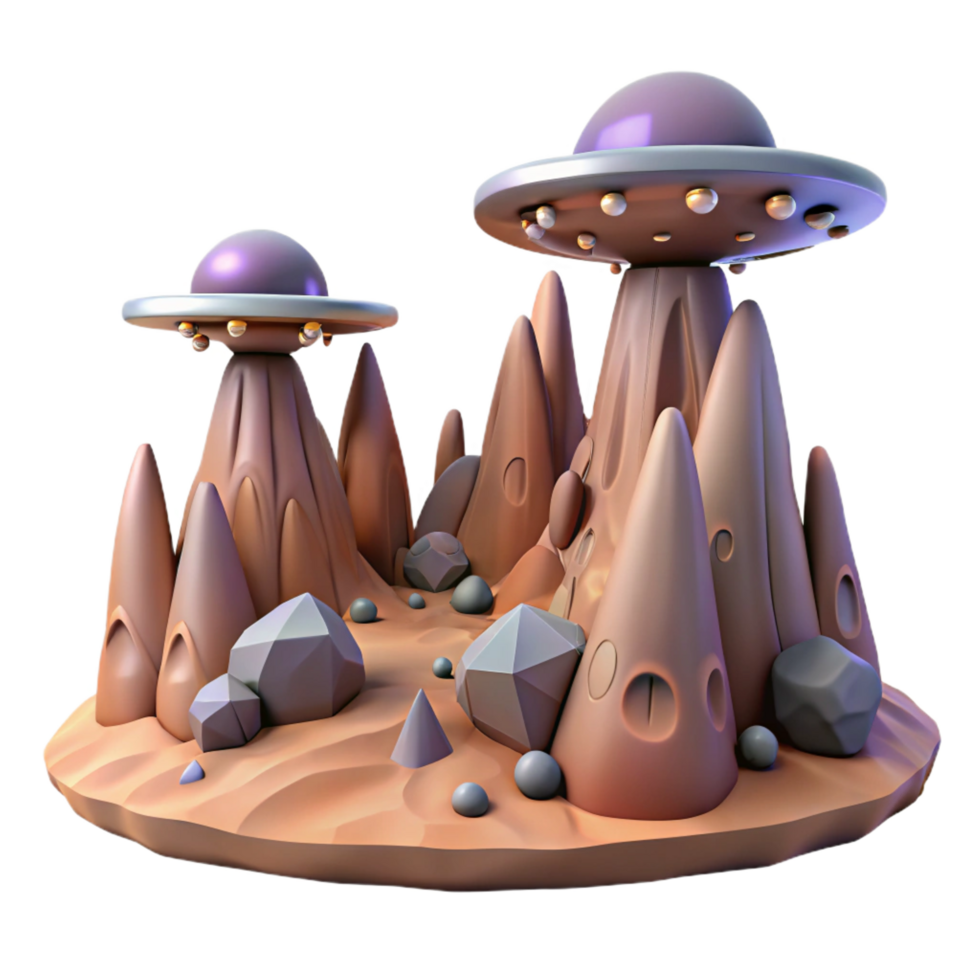 elegant rustic Stylized 3D Alien Landscape genuine png