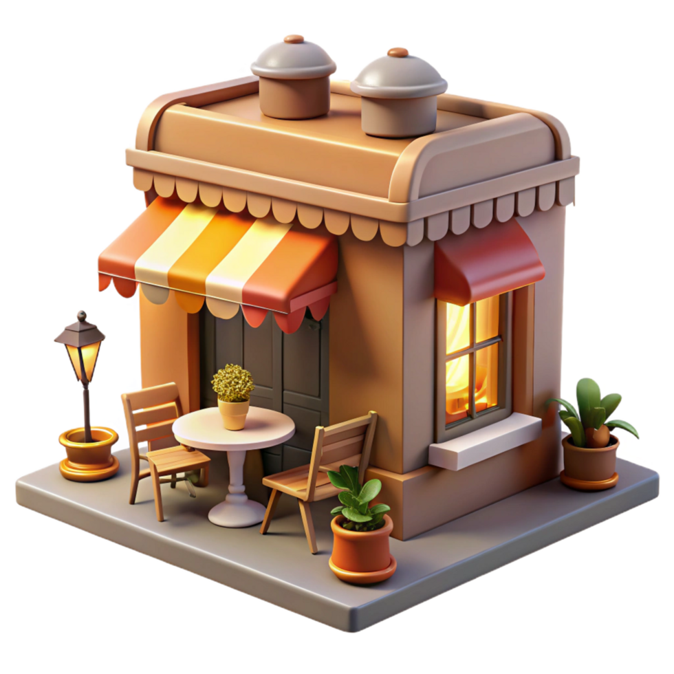 beautiful rustic Cozy 3D Shop Illustration genuine png