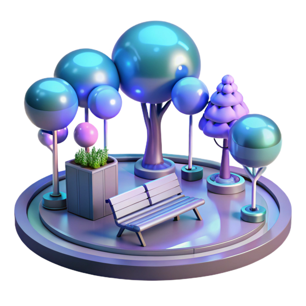 elegant artistic Night Park 3D Render 4K png