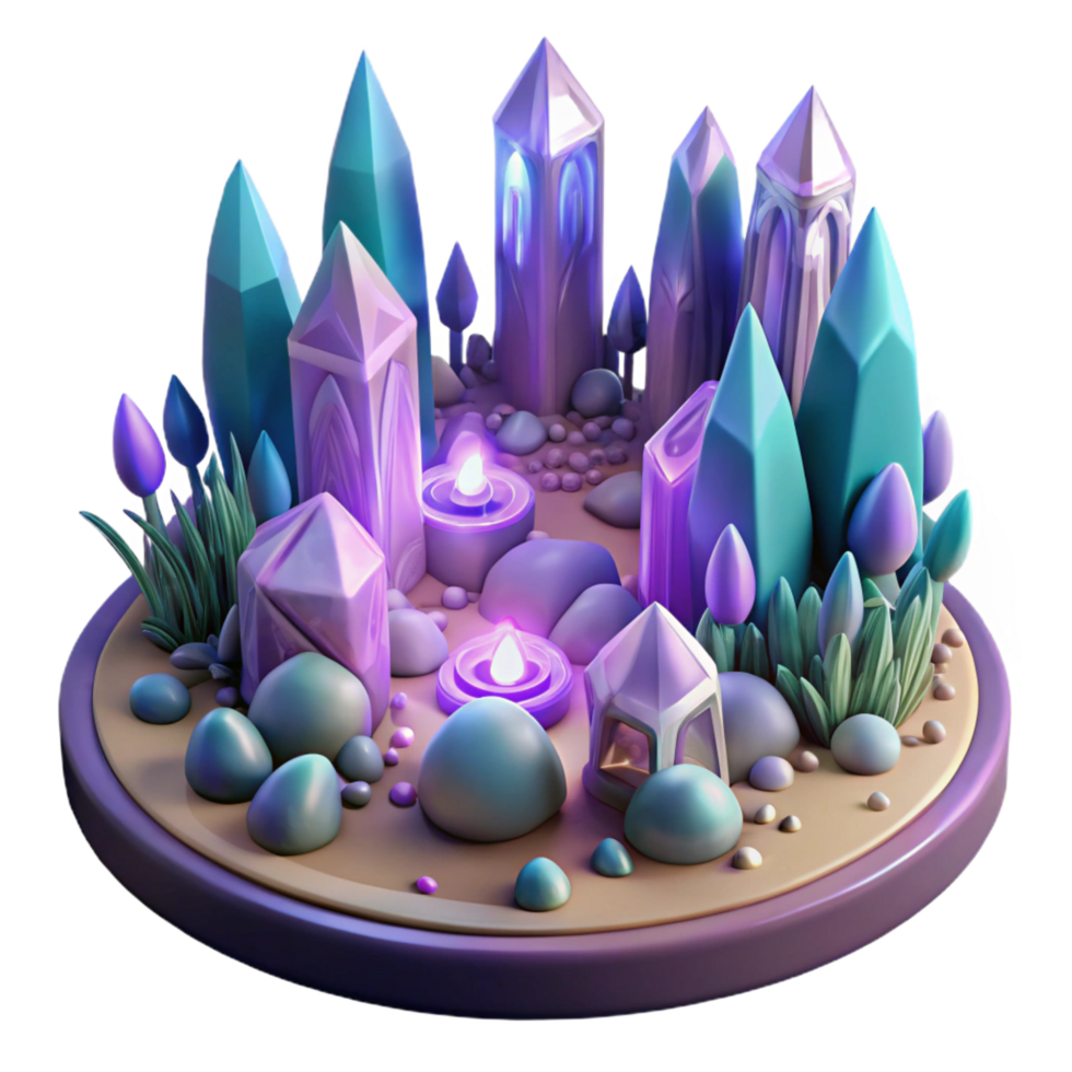 magnificent artistic Enchanted Crystal Realm 3D Illustration genuine png