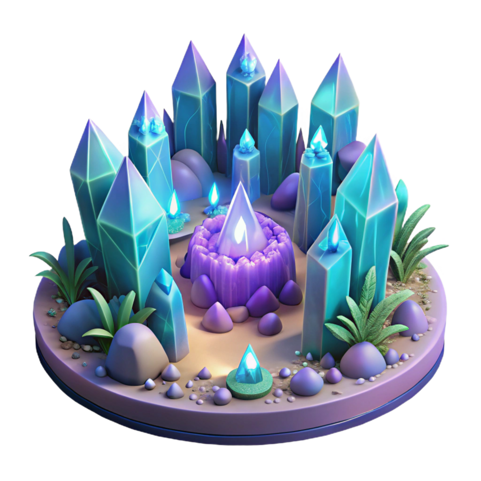 elegant vintage Enchanted Crystal Cavern 3D Illustration detailed png