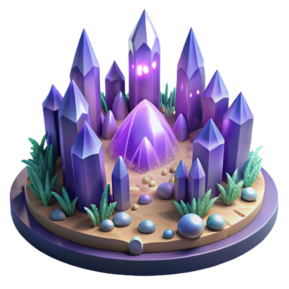 magnificent contemporary Magical Crystal Realm 3D Illustration high resolution png