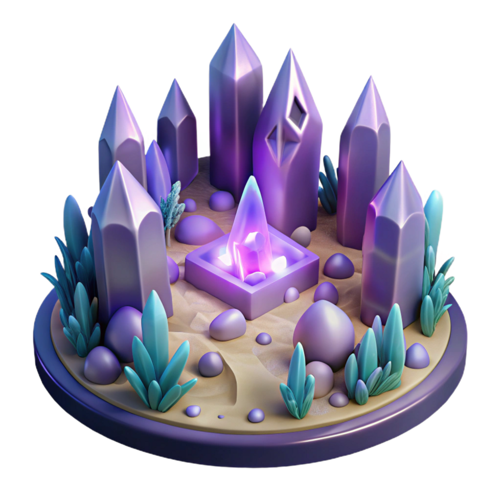 serene artistic Magical Crystal Realm 3D Illustration detailed png