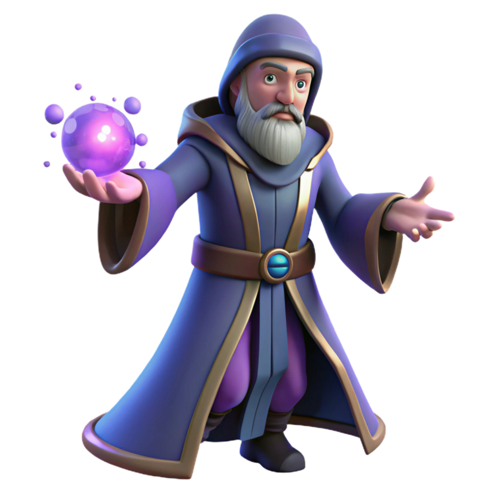 extraordinary minimalist Wizard 3D Render, Magical Orb professional png