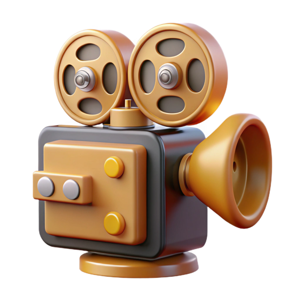 serene rustic Vintage 3D Movie Camera Illustration high quality png