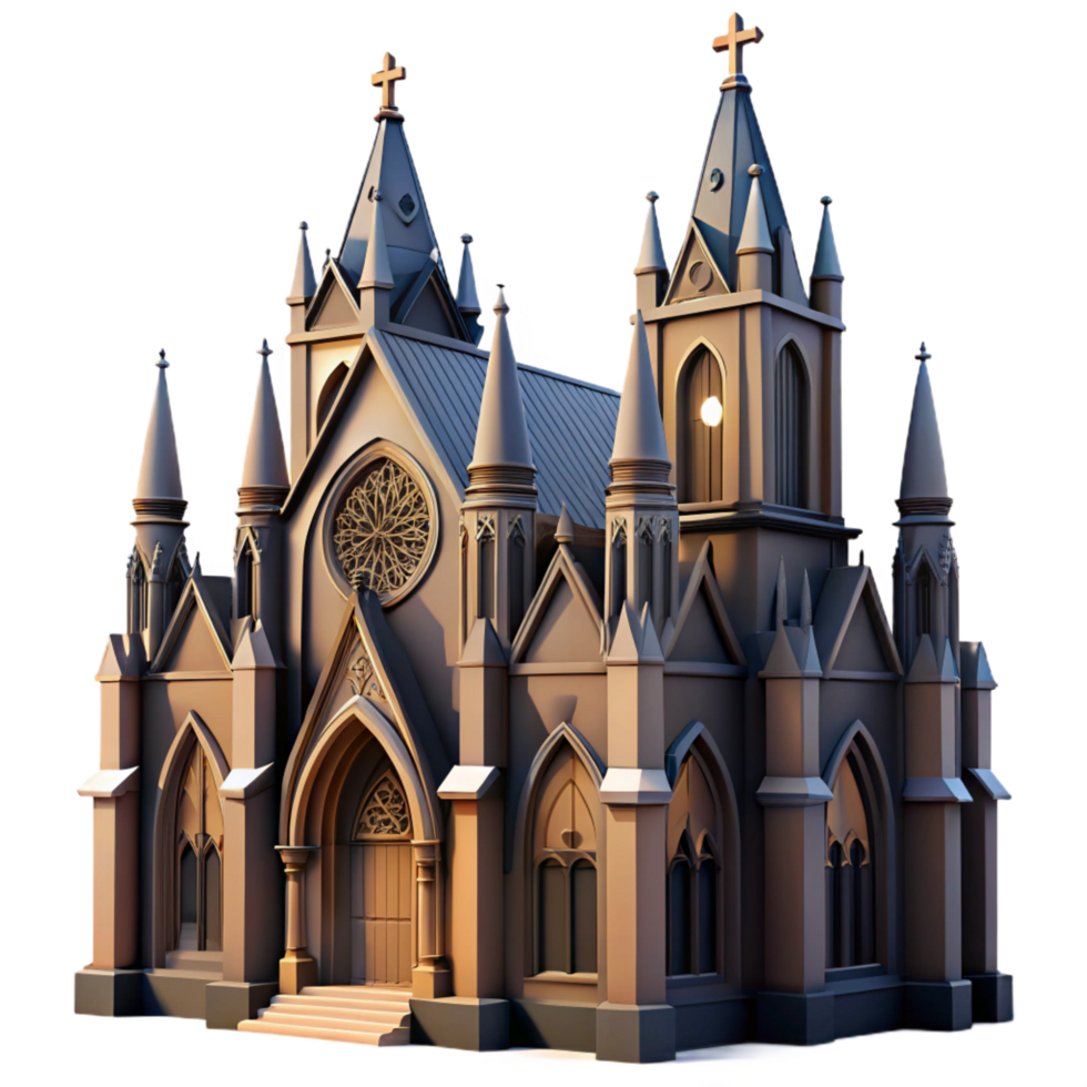 magnificent vintage Gothic Church 3D Model authentic png