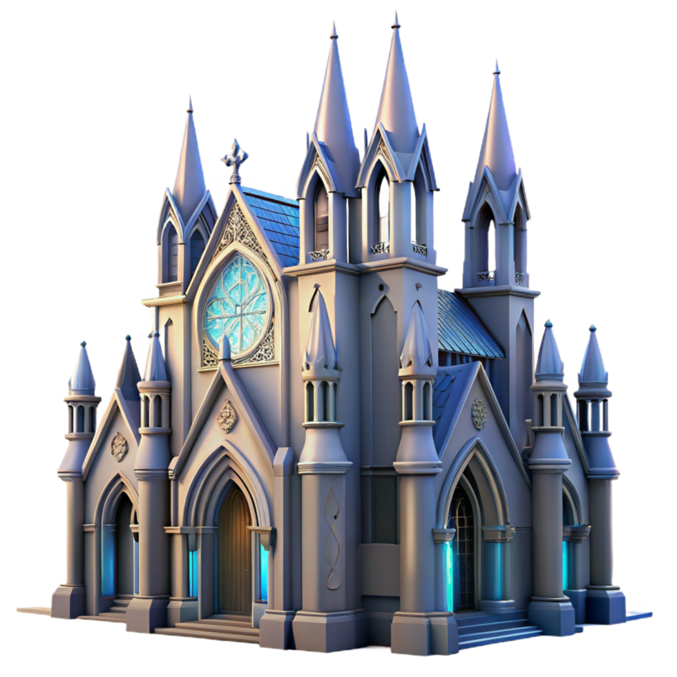 serene artistic Gothic Cathedral 3D Render professional png
