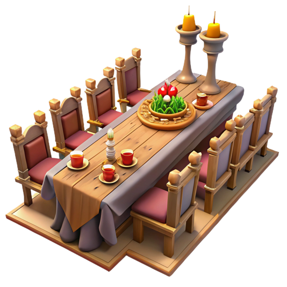 impressive traditional Medieval Dinner Table 3D Render premium png