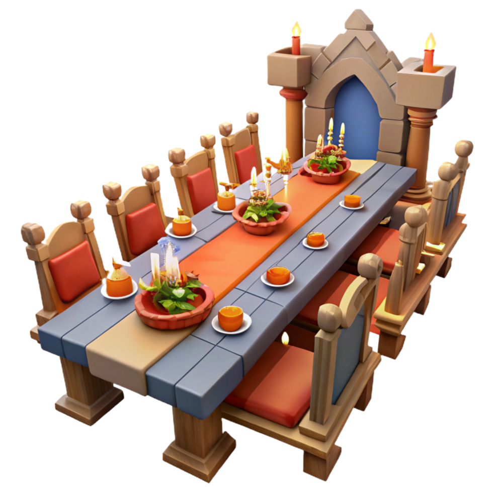 stunning creative Medieval Dinner Table 3D Render premium png