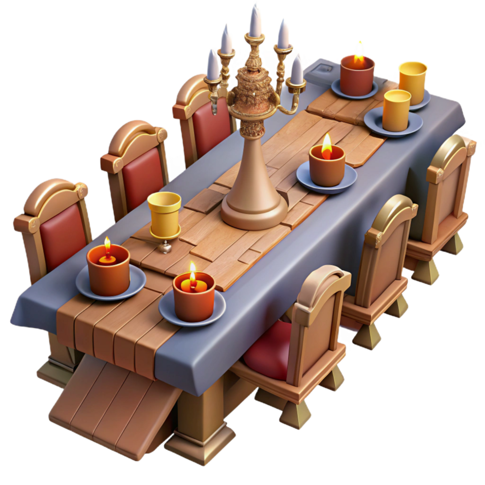 wonderful traditional 3D Render Medieval Dinner Table authentic png