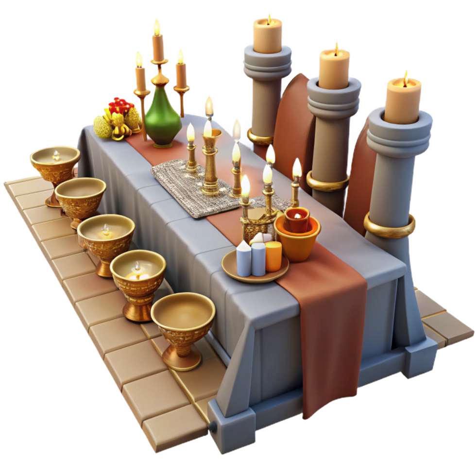 3D Render Festive Table Setting with Candles png