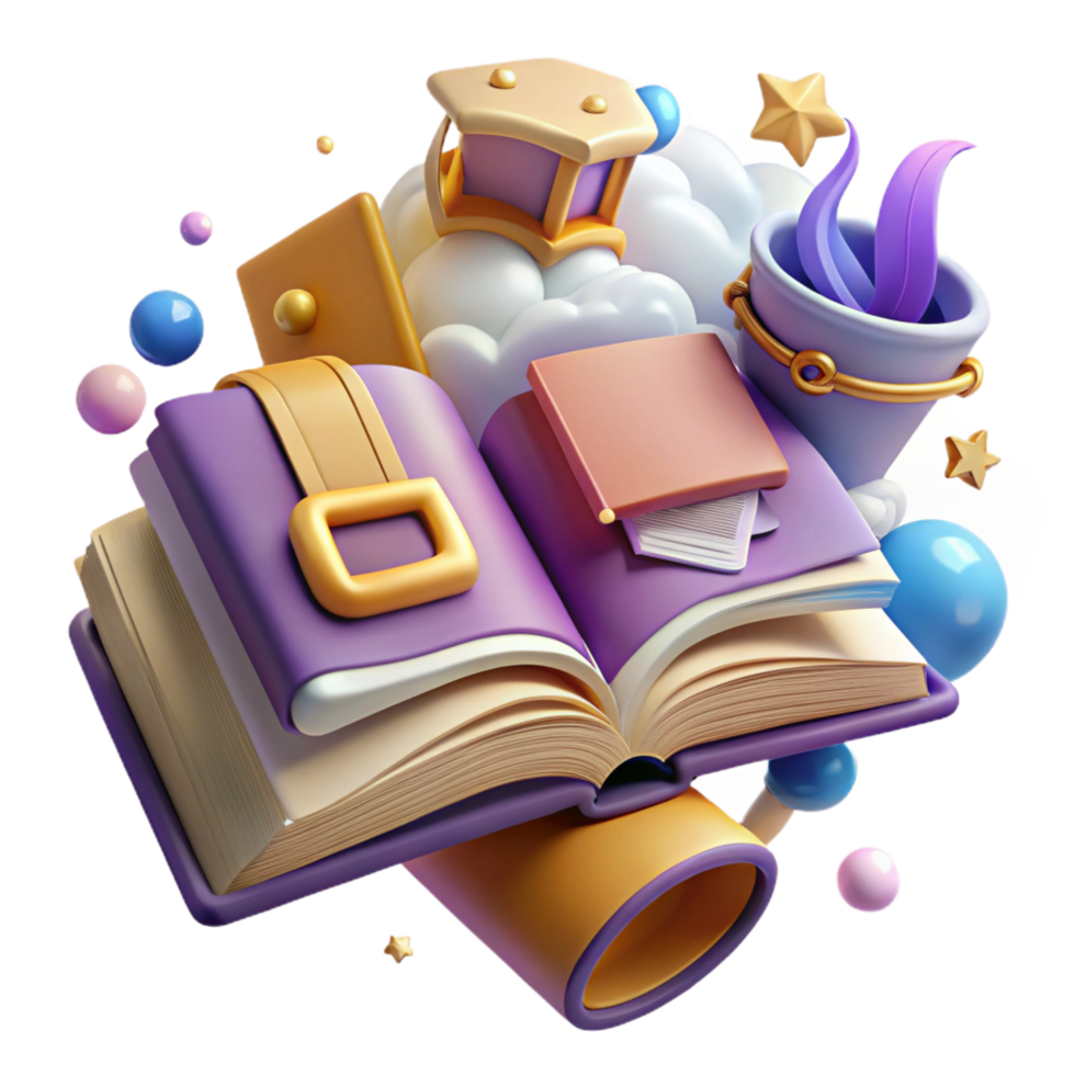elegant classic Magical Book 3D Illustration authentic png