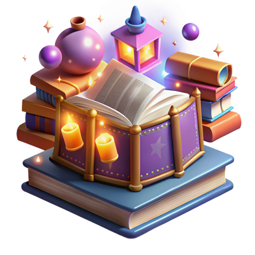 beautiful rustic Magical Book 3D Illustration high resolution png