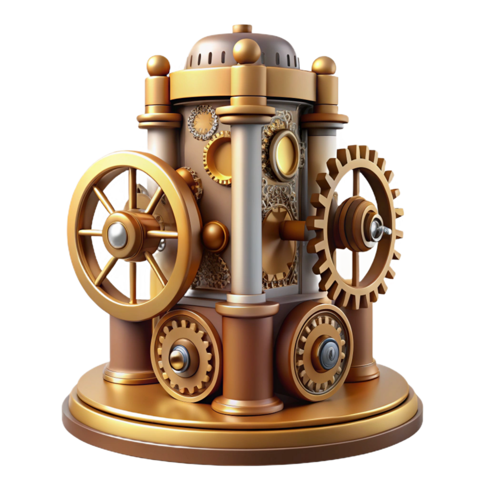 dramatic modern Golden Gear 3D Illustration genuine png