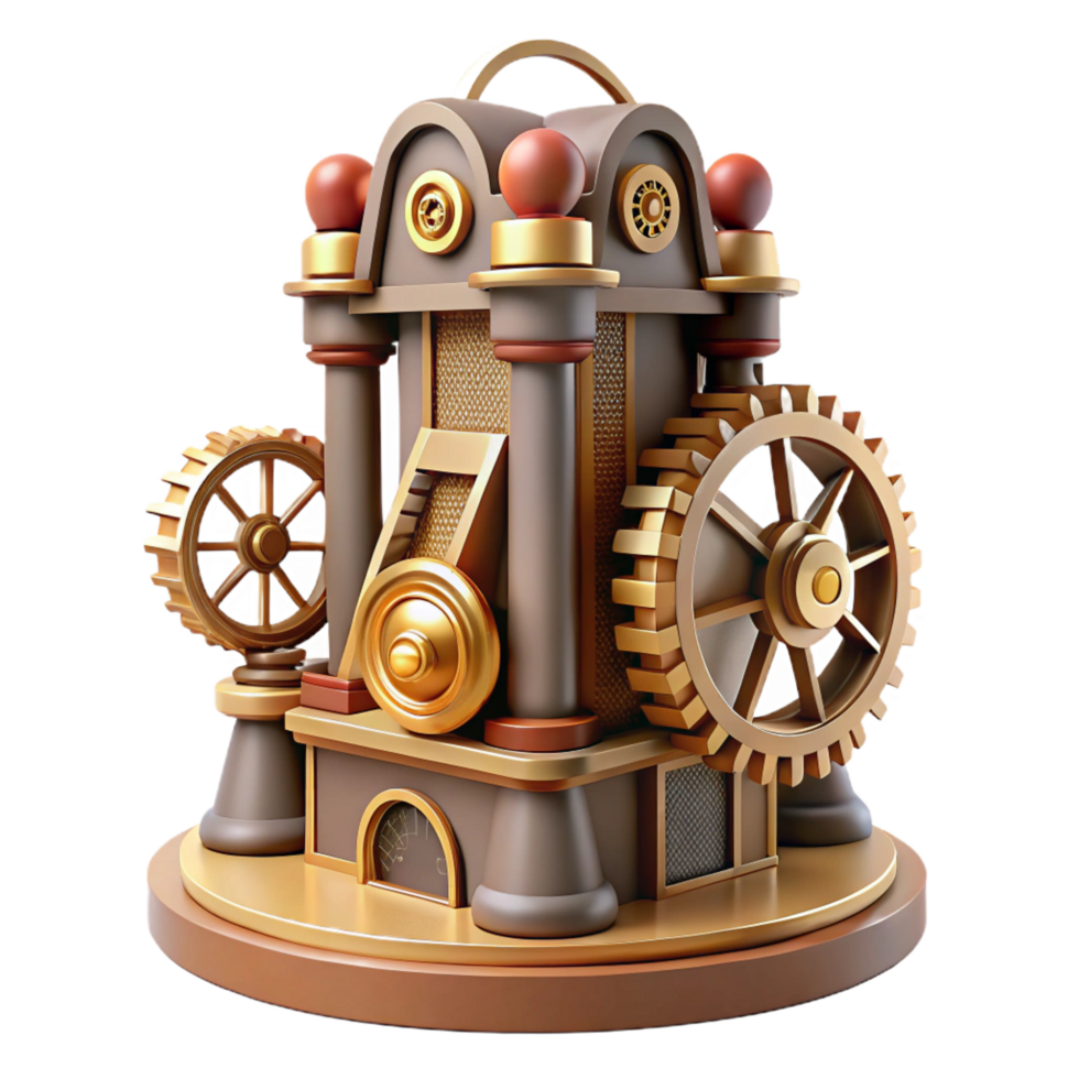 magnificent modern Steampunk Gear Machine 3D Illustration high quality png
